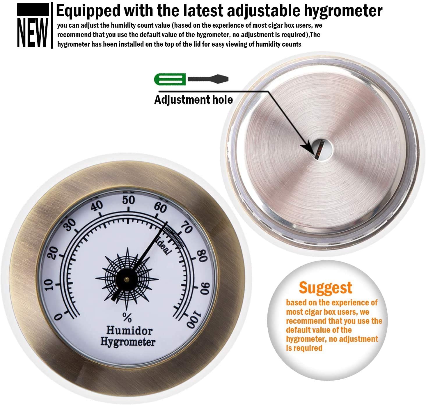 Adjustable Analog Cigar Hygrometer