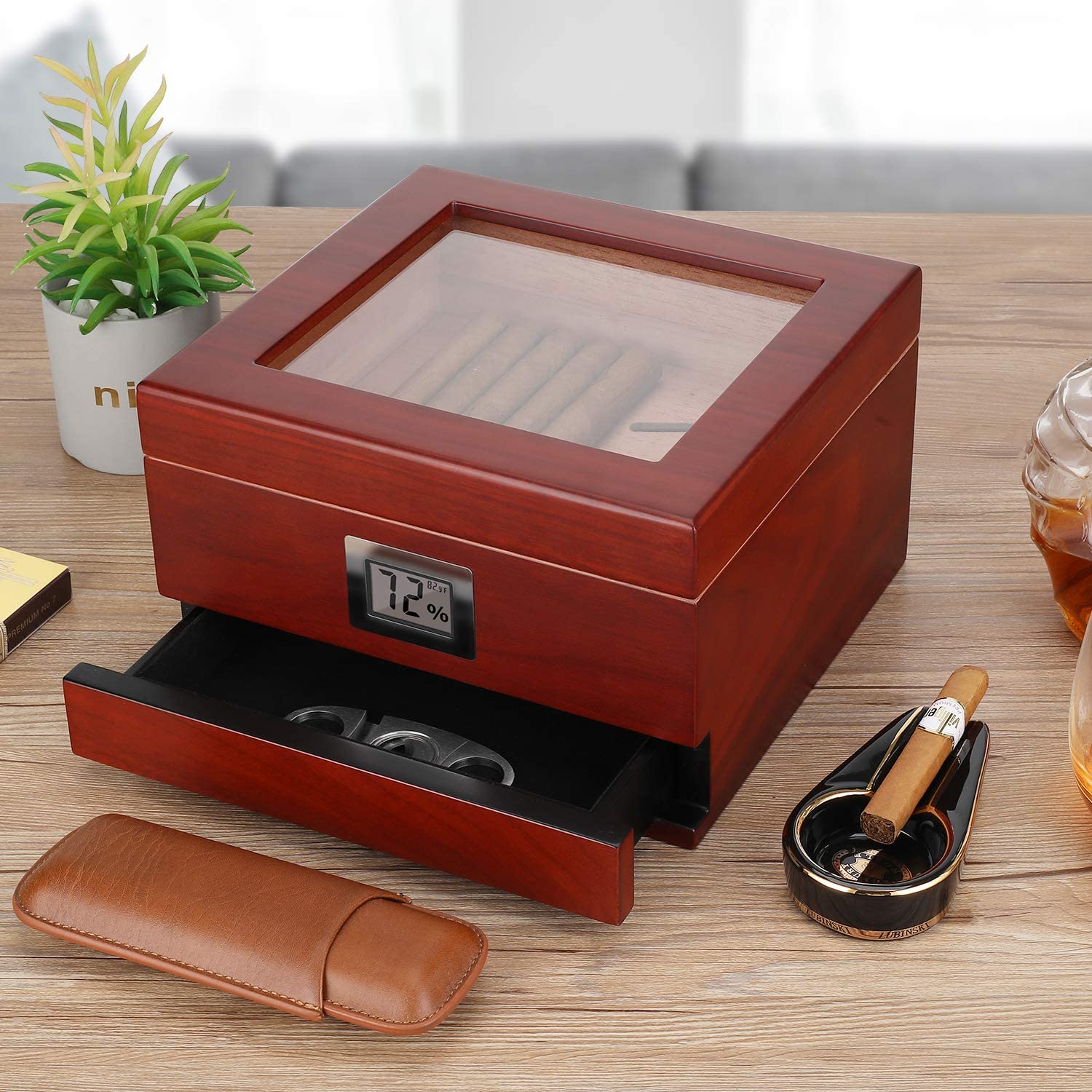 XIFEI Cigar Humidor with Front Digital Hygrometer - The Humidor Depot