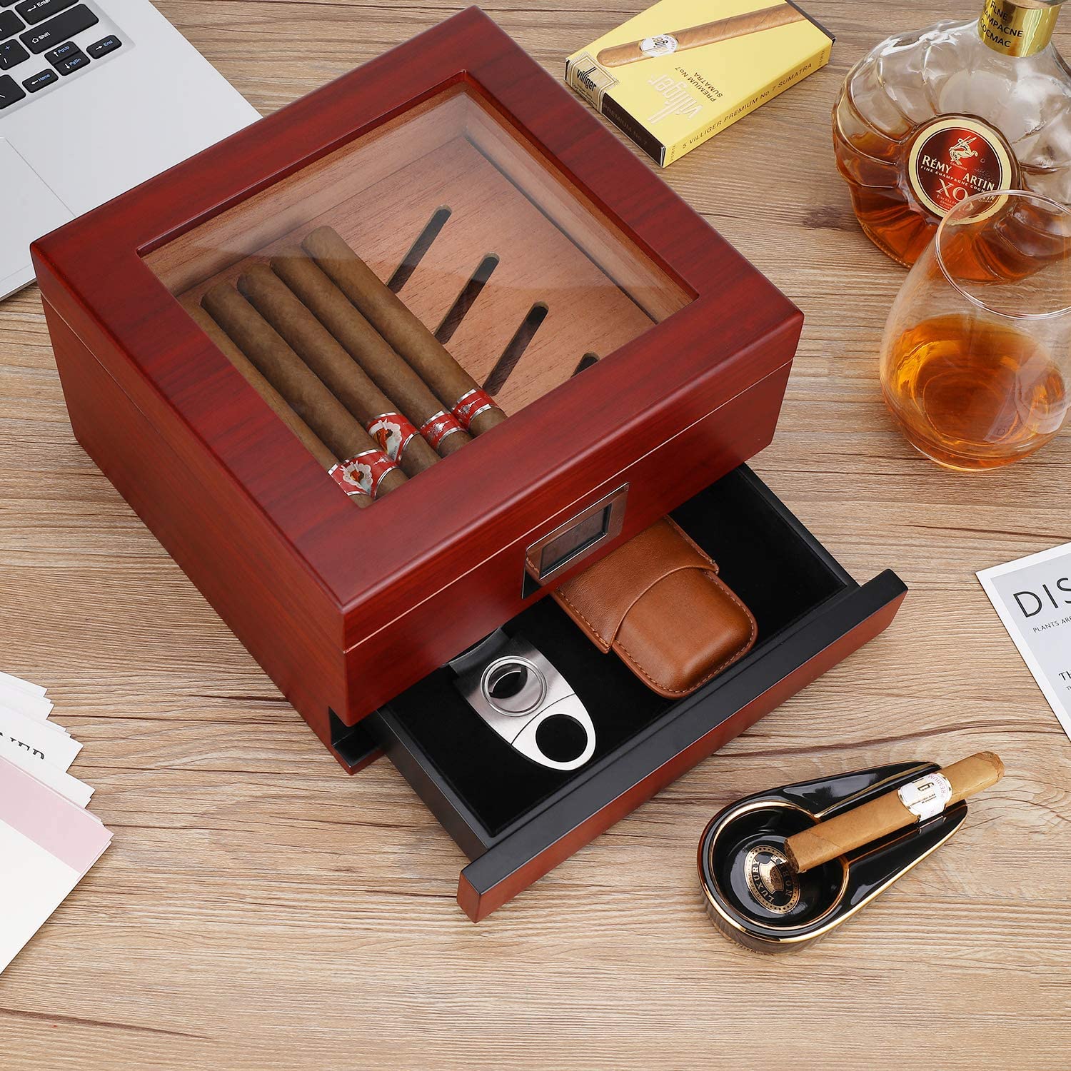 XIFEI Cigar Humidor with Front Digital Hygrometer - The Humidor Depot